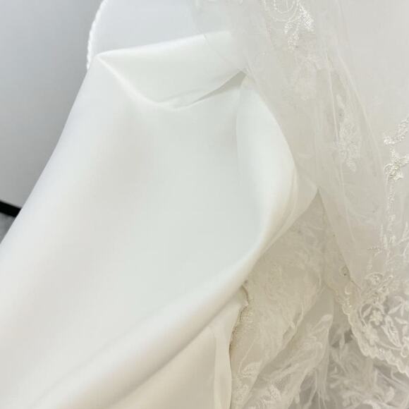 Galina Womens Satin Tulle Wedding Dress Strapless Button Back 12 - Picture 12 of 12